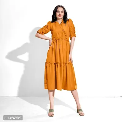 Womens V-Neck Gathered and Flared Maxi Dress