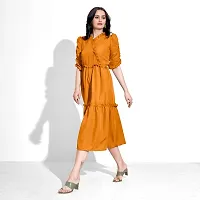 Womens V-Neck Gathered and Flared Maxi Dress-thumb2