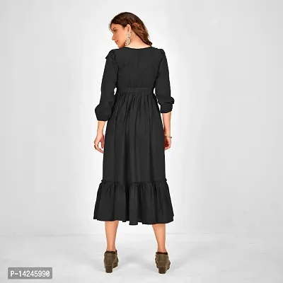 Womens A-line Rayon Midi Dress-thumb2