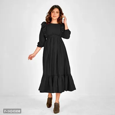 Womens A-line Rayon Midi Dress-thumb3