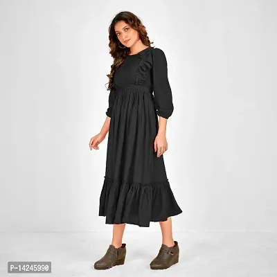 Womens A-line Rayon Midi Dress-thumb4