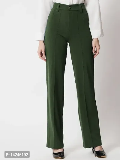 Womens Straight Fit Cotton Blanded Trouser