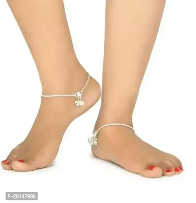 Shimmering Silver Brass Beads Anklet For Women-thumb0