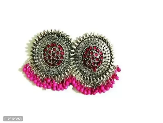 Elegant Pink Alloy Jhumkas Earrings For Women-thumb0