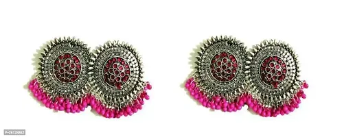 Elegant Pink Alloy Studs Earrings For Women Pack Of 2-thumb0