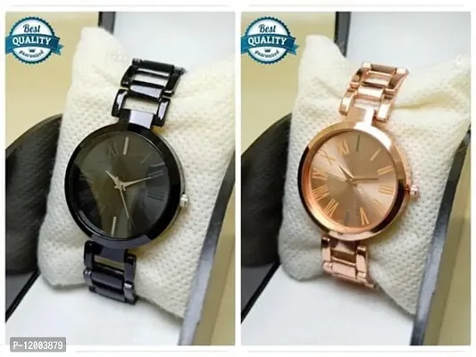 Stylish Metal Analog Watches For Women- 2 Pieces-thumb0