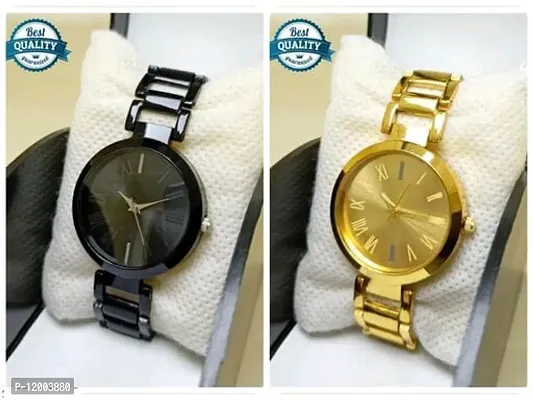 Stylish Metal Analog Watches For Women- 2 Pieces-thumb0