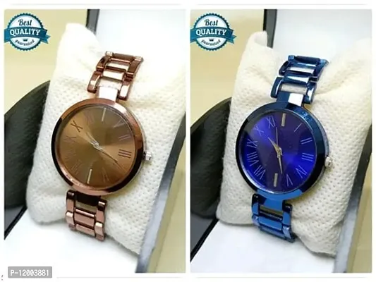 Stylish Metal Analog Watches For Women- 2 Pieces-thumb0