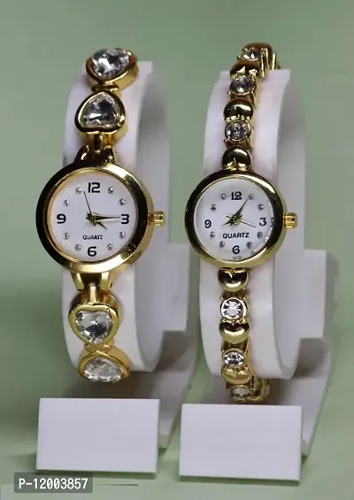 Stylish Metal Analog Watches For Women- 2 Pieces-thumb0