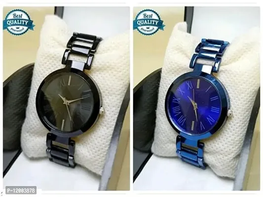 Stylish Metal Analog Watches For Women- 2 Pieces-thumb0