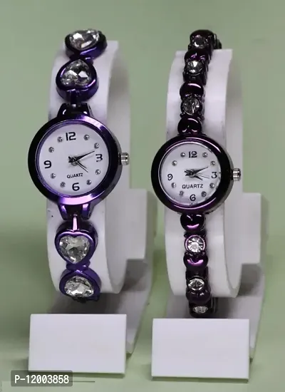 Stylish Metal Analog Watches For Women- 2 Pieces