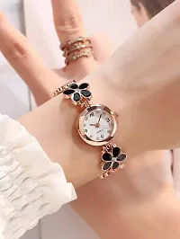 Flower Pattern Rose Gold Analog Watch For Girls-thumb1