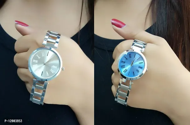 Stylish Stainless Steel Analog Watches For Women- 2 Pieces