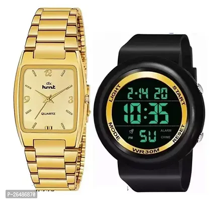 Stylish PU Analog And Digital Watches For Men Pack of 2