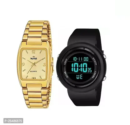 Stylish PU Analog And Digital Watches For Men Pack of 2-thumb0