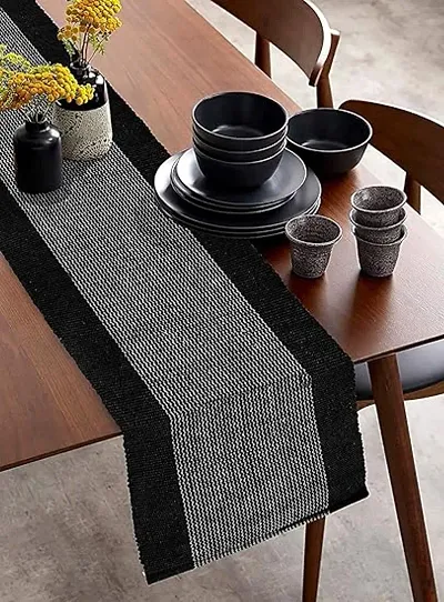 Alef Table Runner for Dining Table, Heat Resistant Striped Table Runners for Living Room 6 Seater (14x72) Inch -