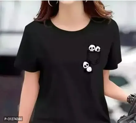 Elegant Black Polyester Printed Tshirt For Women-thumb0