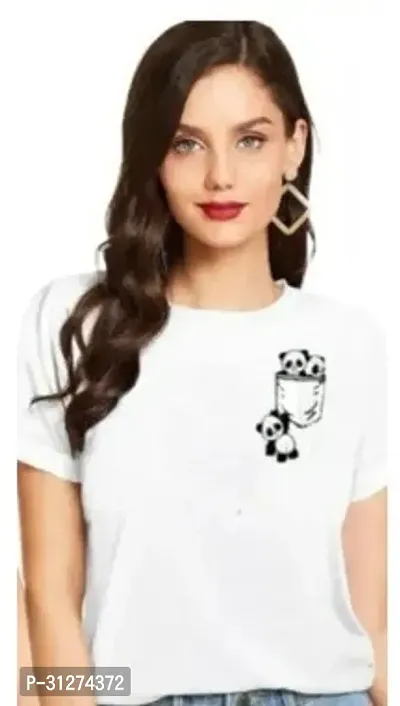 Elegant White Polyester Printed Tshirt For Women