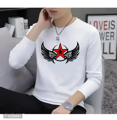 Reliable White Polyester Printed Round Neck Tees For Men-thumb0