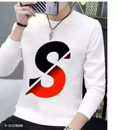 Stylish White Polyster Printed Round Neck Tees For Men-thumb0