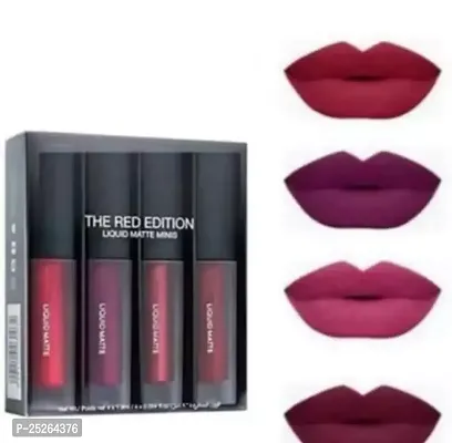 The Red Edition Non Transfer Liquid Lipstick Set Of 4 Multi Colors Pack Of 2-thumb0