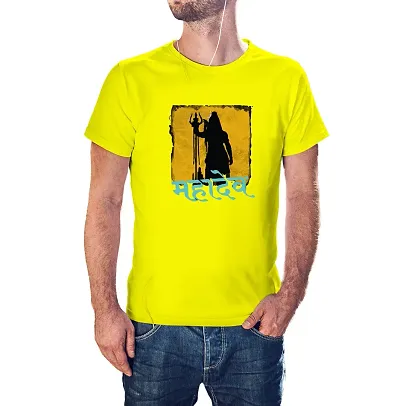 Volume 9 Classic MAHADEV 100% Cotton Round Neck Graphic Printed T Shirt for Men Women, Quote Tshirts, Graphic tees, Spiritual t Shirt Yellow