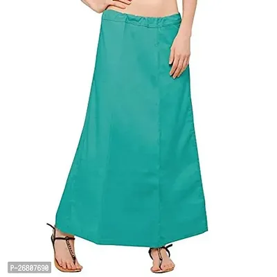 Reliable Green Cotton Solid Stitched Petticoat For Women-thumb0