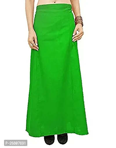 Reliable Green Cotton Solid Stitched Petticoat For Women