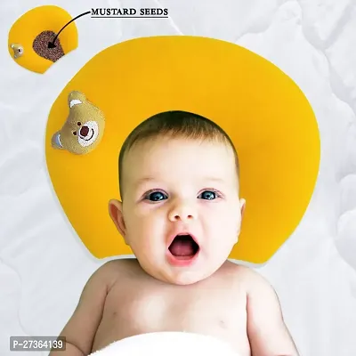 New Born Baby Soft Head Support Pillow with Mustard Seeds (New Born 0-9 Months Age Group)-thumb0
