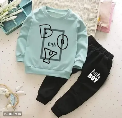 Elegant Green Hosiery Cotton Printed T-Shirts with Trousers For Kids