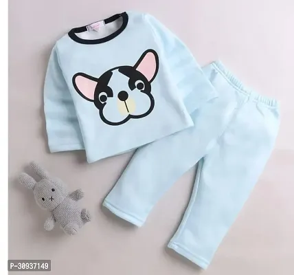 Elegant Turquoise Hosiery Cotton Printed T-Shirts with Trousers For Kids-thumb0