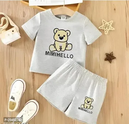 Fabulous White Cotton Self Pattern Clothing Set For Girls