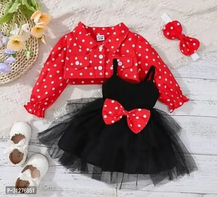 Stylish Net Printed Dress for Kid Girl-thumb0