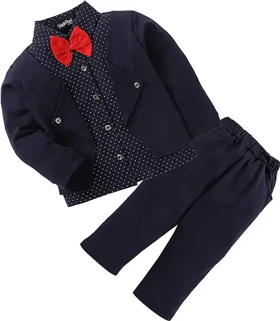 MS Enterprise Baby Boys and Girls Cotton Blazer Style Shirt and Pant Set for Newborn, Infants, Toddlers and Child for Party, Events, and Gifting