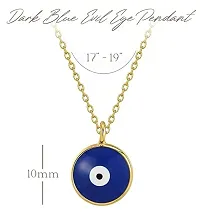 Airtick (Set Of 2 Pcs) Valentine's Day Special Golden Color I Love You Round Blue Stone Small Moti Beads Evil Eye Nazar Suraksha Kavach Pendant Locket Charm Necklace With Clavicle Chain-thumb1