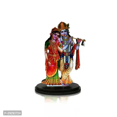 Airtick Mdf Cutout Standing Lord Radha Krishna with Flute/basuri Wooden Sticker Statue-thumb0