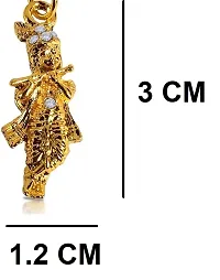 Airtick Golden Small Size Unisex Stainless Steel Diamond Nug Stone Engraved/Studded Hindu God Lord Shri Krishna/Thakur Ji/Govinda/Kanha With Basuri/Murli Locket Pendant Necklace With Cotton Dori-thumb1