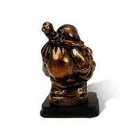 Airtick Antique Lamma (2227) Polyresin Unbreakable Wooden Look Laughing Buddha with Potli Fengshui Home and Office Decor Showpiece-thumb3