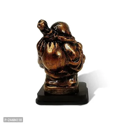 Airtick Antique Lamma (2227) Polyresin Unbreakable Wooden Look Laughing Buddha with Potli Fengshui Home and Office Decor Showpiece-thumb4