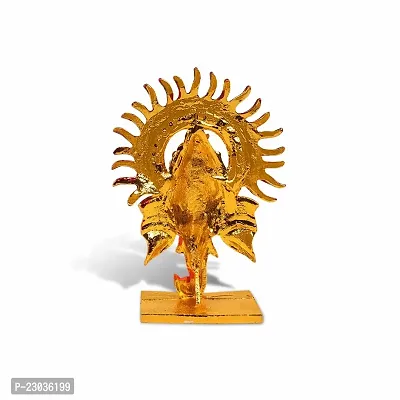 Airtick Lord Sun Ganesha | Ganpati | Vighanharta Face Idol (St-1217) Multicolor Metal God Stand Statue for Home/ Mandir/office Table Decor /Car Dashboard Murti Showpiece-thumb4