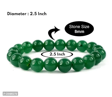 Airtick (Adjustable Size) Green Plain 8mm Moti Pearl Bead Natural Feng-Shui Healing Crystal Gem Stone Wrist Band Elastic Bracelet For Men's  Women's-thumb3