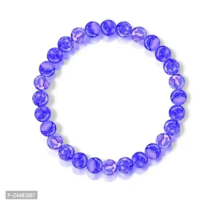 Airtick (Stretchable) Violet Color 8mm Moti Pearl Bead Natural Feng-Shui Healing Howlite Crystal Gem Marble Stone Wrist Band Elastic Bracelet For Men's  Women's-thumb0