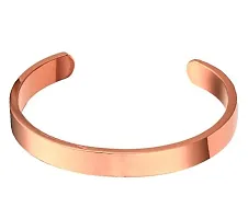 Airtick 6.5cm Diameter Unisex Rose Gold Stylish Trending Fashionable Valentine's Day Special Metal Plain Adjustable Openable Lock Free Friendship Hand Cuff Wrist Half Kada Bangle Bracelet-thumb1