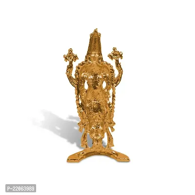 Airtick Lord Tirupati Balaji/venkateswara/vyankatesh White Stone Mala Idol (St-1099) Golden Antique Metal God Stand for Home Decor/car Dashboard/mandir Pooja Murti/temple Puja/office Table Showpiece-thumb4