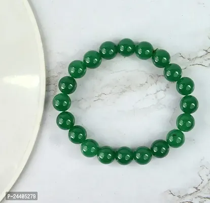 Airtick (Adjustable Size) Green Plain 8mm Moti Pearl Bead Natural Feng-Shui Healing Crystal Gem Stone Wrist Band Elastic Bracelet For Men's  Women's-thumb4