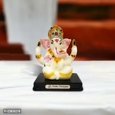 Airtick Sitting Vighnaharta/ganpati/bappa Idol( Mukut Ganesha /Model No-2027) Multicolor Unbreakable Radium God Stand for Home Decor/car Dashboard/mandir Pooja Murti/temple Puja/office Table Showpiece
