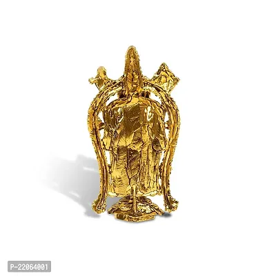 Airtick Lord Tirupati Balaji/venkateswara/vyankatesh Golden Flower Mala God Stand Idol (St-2041) Golden Antique Metal for Home Decor/car Dashboard/mandir Pooja Murti/temple Puja/office Table Showpiece-thumb4