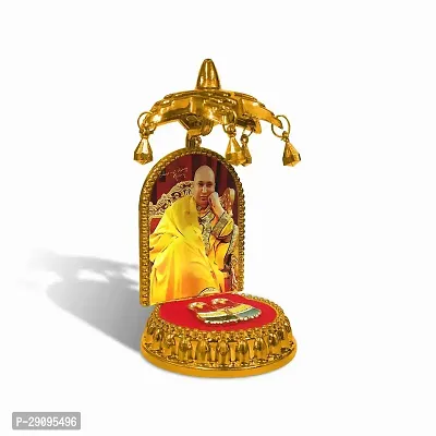 Jai Guruji Swaroop Photo with Charan Paduka and Umbrella God Idol-thumb2