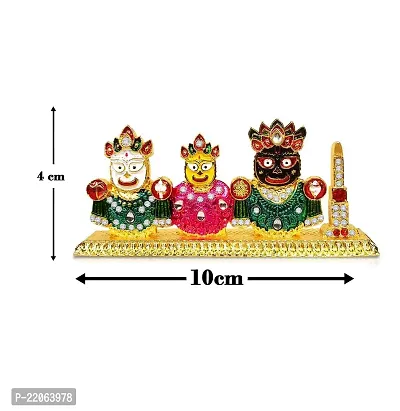 Airtick Beads Lords Jagannath, Balaram  Subhadra Idol (St-2157) Multicolor Metal God Stand for Home Dcor/car Dashboard/mandir Pooja Murti/temple Puja/office Table Showpiece-thumb2