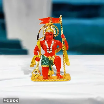 Airtick Lord Bajrangbali | Dhawaj Hanuman Idol (St-1103) Multicolor Metal God Stand Statue for Home/ Mandir/office Table Decor /Car Dashboard Murti Showpiece